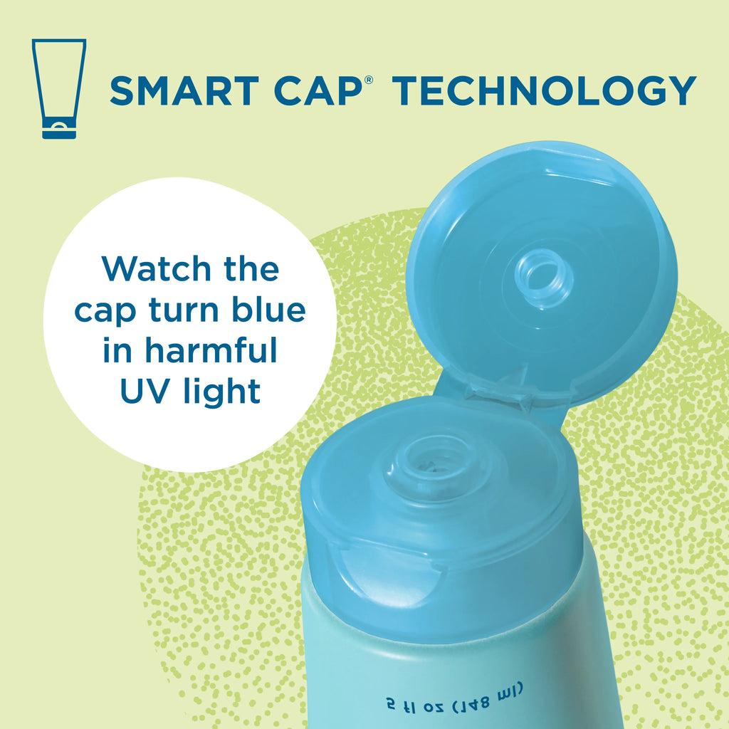 Tube with open blue cap on a light green background, highlighting smart cap technology.